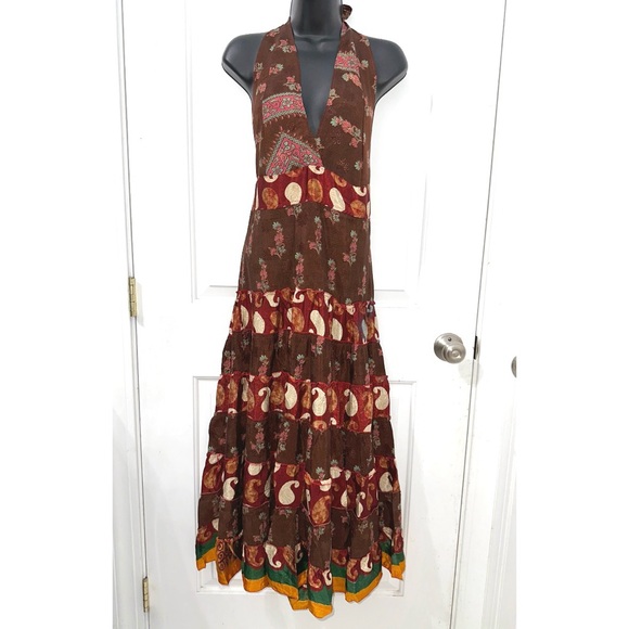 Junglee Billee Made in India Patchwork Halter Boho Dress - Picture 1 of 4